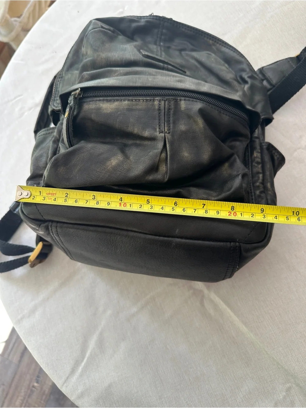 Frye Black Leather Zipper Front Backpack